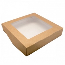 Коробка для салата с окном 200*200*40 (Крафт)\50
